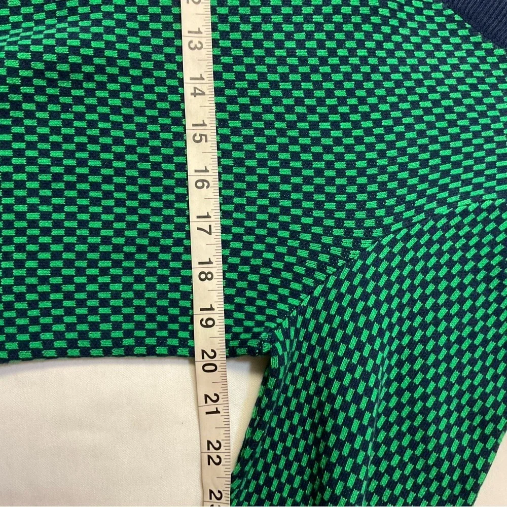 Cable & Gauge Green Navy Textured Knit Tunic Sweater Lace-Up Neck Size L NWT